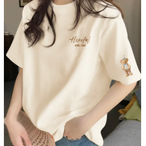 真维斯（Jeanswest）纯棉内搭打底衫女夏季宽松高级感上衣服慵懒风休闲圆领短袖t恤女